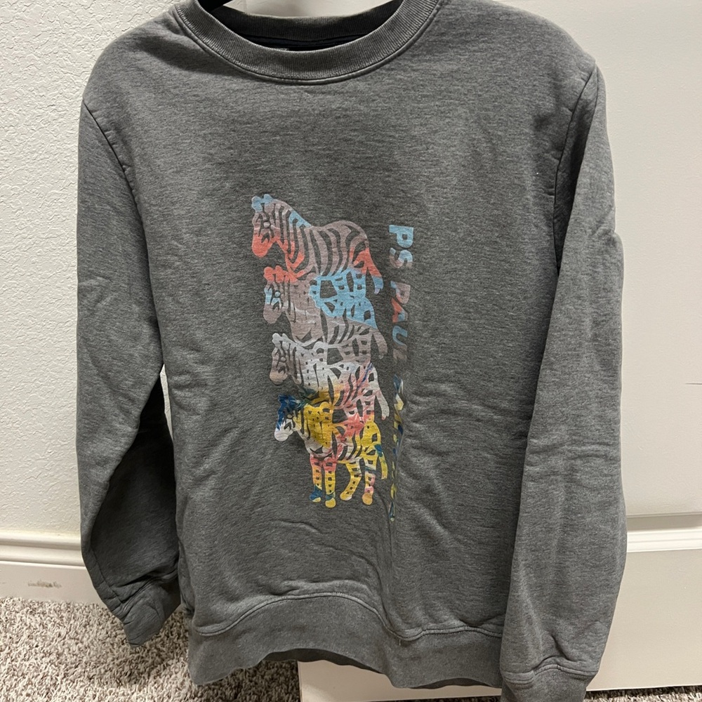 Paul Smith Gray Crewneck Sweater with Graphic Design